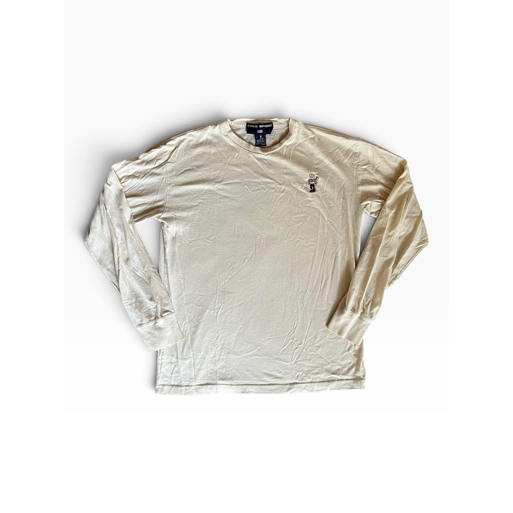 Polo Sport Ralph Lauren Cream Long Sleeve Polo Bear T-Shirt Women's Size Small